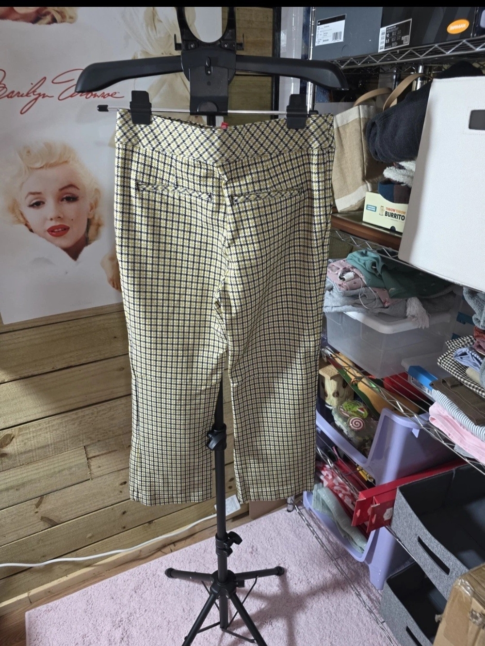 SPANX Yellow Plaid Cropped Capris with Black Grid - Picture 2 of 5